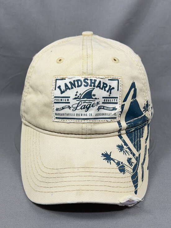 Landshark Lager Beer Strapback Hat Cap Distressed Khaki Trucker Golfer Dad Mens - Picture 2 of 14